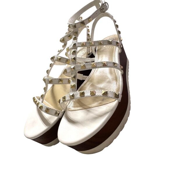 Vince Camuto Studded White Strappy Platform Sandals 7M - Picture 16 of 16